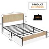 Coolmee Full/Queen Size Bed Frame with Natural Rattan Headboard and Solid Wood Footboard, Bed Frame with Under Bed Storage Space - 2 of 4