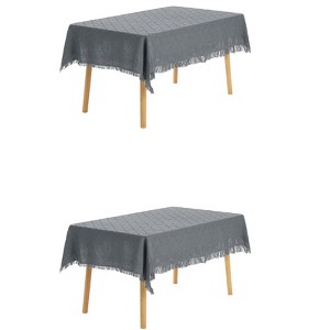 Unique Bargains Picnic Dinner Cotton Linen Tassels Oil-proof Table Cover 2 Pcs - 1 of 4