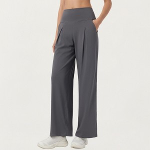 Anna-Kaci Active Women's High Waist Pleated Wide Leg Sweatpants with Smooth Stretch Fabric and Relaxed Silhouette - 1 of 4