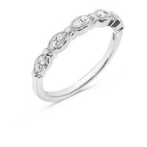 H.J. Namdar 0.15 ct tw Round Diamond Oval Bar Stackable Ring 14K Gold Natural Diamonds - 1 of 3