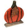 Northlight Wooden Fall Harvest Pumpkin Decoration with Leaf - 6.25" - 3 of 4