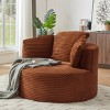 Compressible Corduroy Round Chair with Cushioned Backrest - Modern Comfort Seating for Living Room,Office,Apartment(no swivel) - 3 of 4