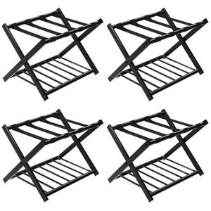 Set of 4 Folding Metal Luggage Rack Suitcase Shoe Holder Hotel Guestroom w/Shelf - 1 of 4