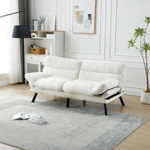 Teddy Velvet Convertible sofa couch, Folding Futon Couch Sofa Bed, with Metal Legs for Living Room, for Compact Living Space,Dorm,Apartment,Bedroom - 1 of 4