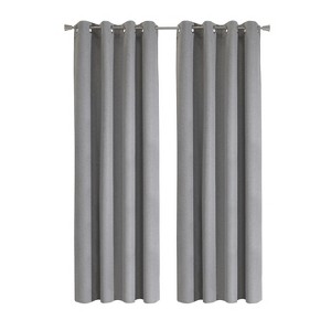 Thermaplus 100% Polyester Duo Reversible Tone Textured Blackout Grommet Curtain Panel  Grey to Taupe - 1 of 4