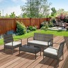 Resenkos 4 Pieces Indoor Outdoor PE Wicker Conversation Set, Outdoor Sectional Furniture, PE Rattan, - 3 of 4
