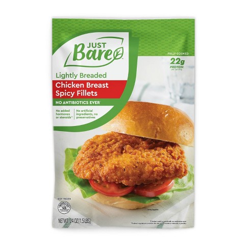Just Bare Lightly Breaded Spicy Chicken Breast Fillets - Frozen - 24oz :  Target