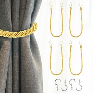 Unique Bargains Handmade Woven Braided Metal Screw Hooks Curtain Tiebacks - 1 of 4
