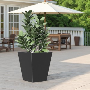 25" Outdoor Flower Plant Pots, Outsunny Tall Planters with Drainage Hole, Indoor Planters for Porch, Front Door, Entryway, Patio and Deck Black - 1 of 4