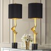 Possini Euro Design Minerva 32" Tall Large Modern Glam Luxe End Table Lamps Set of 2 Gold Leaf Black Shade Living Room Bedroom Bedside Nightstand - 2 of 4