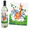 Big Dot of Happiness Jungle Party Animals - Safari Animal Birthday Party or Baby Shower Decor for Women & Men - Wine Bottle Label Stickers - Set of 4 - 2 of 4