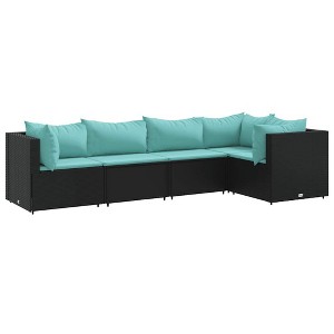 vidaXL Patio Lounge Set Black, Water blue - 1 of 4