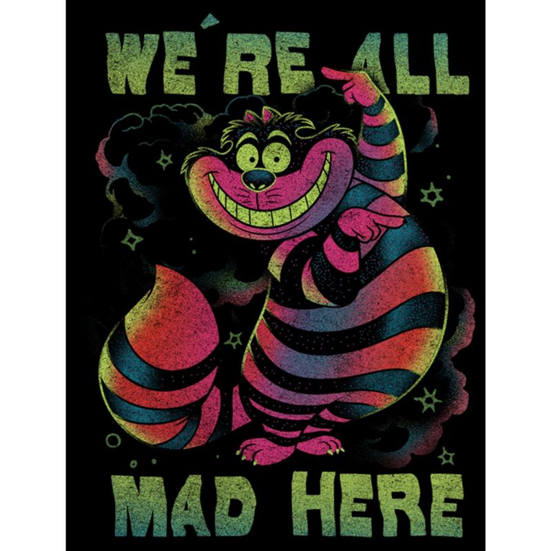 Juniors Womens Alice in Wonderland Rainbow Cheshire T-Shirt, 2 of 5