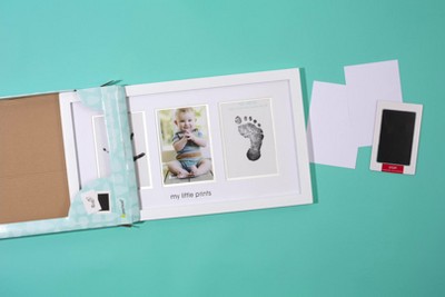 White Wooden Baby Handprint and Footprint Photo Frame