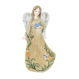 Religious 7.25 In Bluebird Angel Figurine Flowers Figurines - 1 of 3