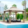 Outsunny 116.25" x 116.25" Outdoor Patio Gazebo Canopy Tent with Mesh Sidewalls, 2-Tier Canopy for Backyard, Beige - 2 of 4