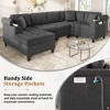 115.7"W U-Shaped Sectional Sofa with Built-in Cup Holders, Storage & USB Ports, Chenille Fabric Oversized Couch - ModernLuxe - 4 of 4