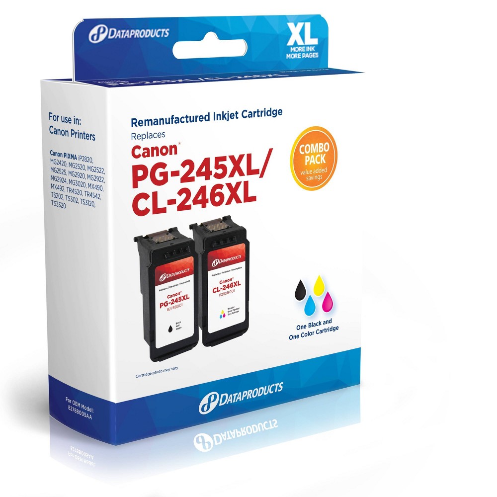  Black/Tricolor XL High Yield Ink Cartridges - Compatible with Canon PG-245XL/CL-246XL Ink Series - Dataproducts