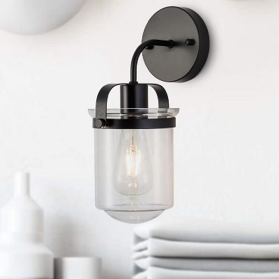 MaseiKar 1-Light with Clear Glass Shade, Modern Sconce, Industrial Indoor Light Fixture for Bathroom Living Room Bedroom Over Kitchen Sink, No Bulb