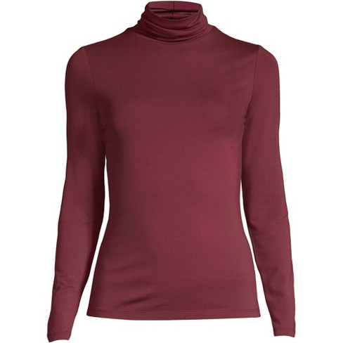 Lands' End Women's Petite Silk Interlock Thermal Long Underwear Base Layer  Turtleneck Top 