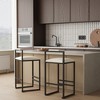 Bar Stool with Backrest Set of 2 Counter Height PU Leather Upholstered Bar Chairs with Footrest - 2 of 4