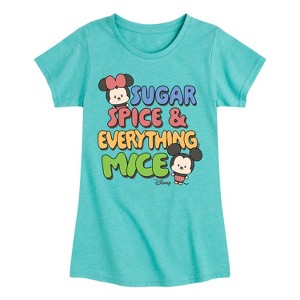 Girls' - Disney - Mickey and Minnie Mouse Sugar Spice Everything Nice Fitted Short Sleeve Graphic T-Shirt - 1 of 4