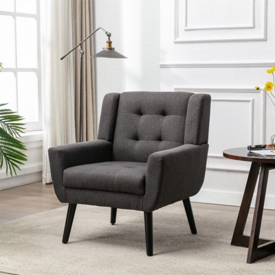NicBex Linen/Velvet/Teddy/Leather Accent Chair with Black Legs,Modern Upholstered Armchair with Wood Frame for Living Room