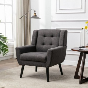 NicBex Linen/Velvet/Teddy/Leather Accent Chair with Black Legs,Modern Upholstered Armchair with Wood Frame for Living Room - 1 of 4