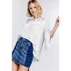 Slickblue Floral Lace Blouse, Women's Mesh Yoke Top with Tie-Back Bell Sleeves, Casual Style, S - 4 of 4