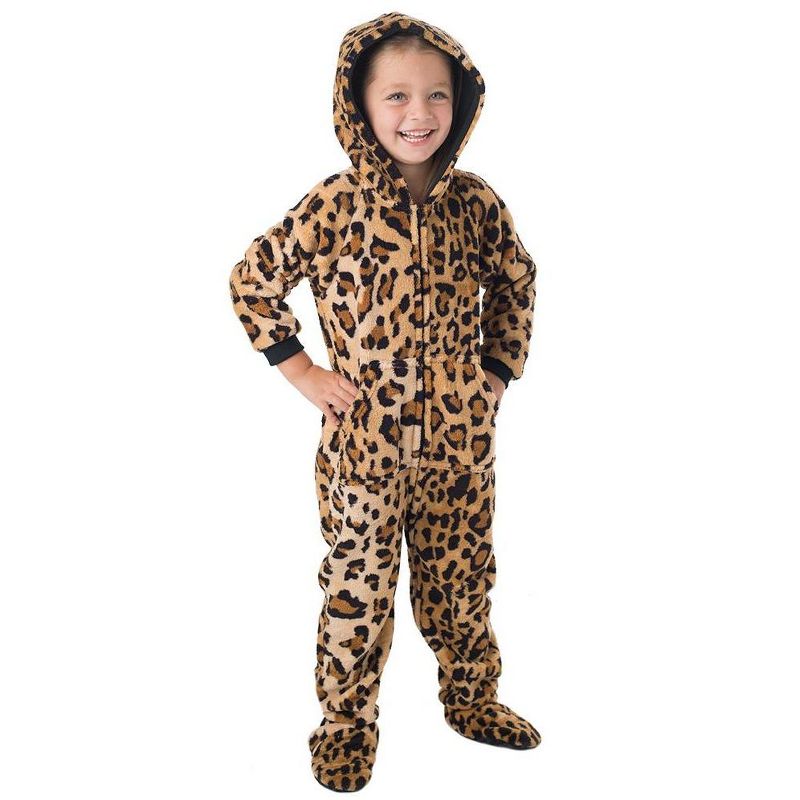 Footed Pajamas - Cheetah Spots Toddler Hoodie Chenille Onesie, 1 of 2