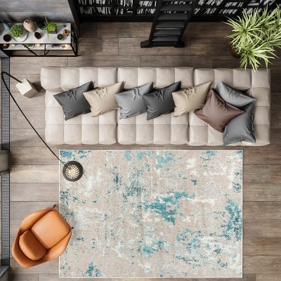 Contemporary Blue and Gray Abstract 8' x 10' Area Rug