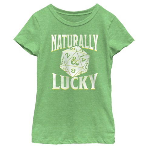 Girl's Dungeons & Dragons St. Patrick's Day Naturally Lucky Dice T-Shirt - image 1 of 4