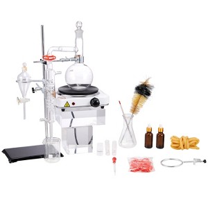VEVOR Essential Oil Distillation Kit, 500ml, 3.3 Lab Glassware Distillation Kit with 1000W Heating Plate and 24, 40 Joint, 33 pcs Set, Transparent - 1 of 4