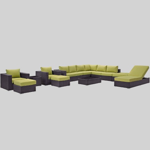 Convene 12pc Outdoor Patio Sectional Set Peridot Modway Target