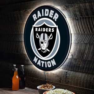 Evergreen Ultra-Thin Edgelight LED Wall Decor, Round, Las Vegas Raiders- 23 x 23 Inches Made In USA - 1 of 4