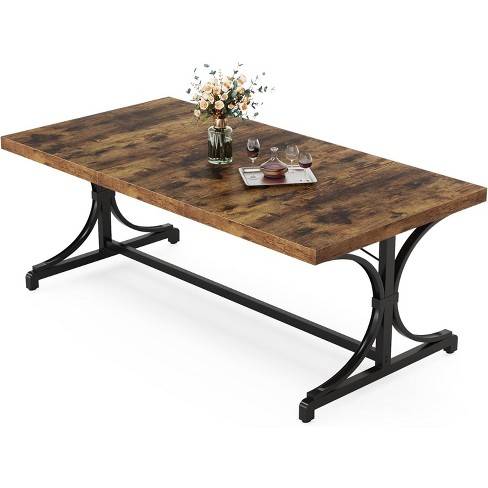 Tribesigns Rectangle Dining Table for 4-6 People, 62.4-Inch Kitchen Table, Industrial Wood Dining Room Table for Living Room - image 1 of 4