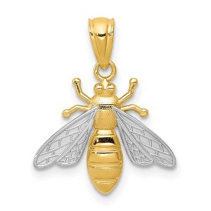 Black Bow Jewelry 14k Yellow Gold and White Rhodium Two Tone Bee Pendant - 1 of 4
