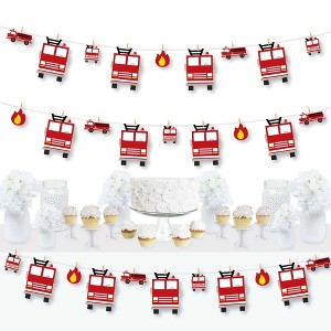Big Dot of Happiness Fired Up Fire Truck - Firefighter Firetruck Baby Shower or Birthday Party DIY Decorations - Clothespin Garland Banner - 44 Pieces - 1 of 4