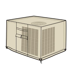 Plow & Hearth - Heavy Duty Deluxe Outdoor Square AC Unit Cover, Sand - 1 of 2
