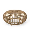 Boho Faux Rattan Outdoor Side Table, Handcrafted Patio Coffee Table, 29.5" Round Patio End Tables -Christopher Knight Home - 4 of 4