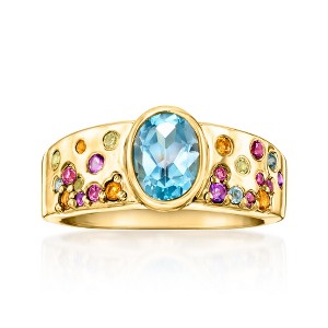 Ross-Simons 1.40 Carat Sky Blue Topaz and .72 ct. t.w. Multi-Gemstone Ring in 18kt Gold Over Sterling - 1 of 4