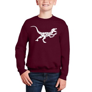 LA Pop Art Velociraptor - Boy's Word Art Crewneck Sweatshirt - 1 of 3