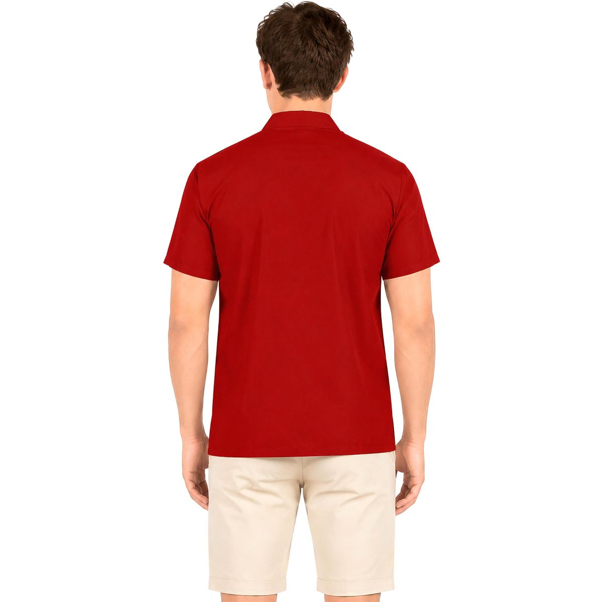 HAPPY BAY Men's Short Sleeve Button Down Casual Collar Camp Summer Beach Shirts Business Dress Shirts Vacation Solid Shirts with Pocket 7XL Red Solid - thumbnail 2