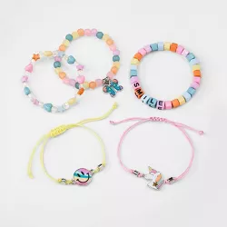 Girls' 5pk Mixed Bracelet Set with 'Smile' Letter Beads - Cat & Jack™