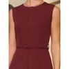 INSPIRE CHIC Women's Round Neck Sleeveless Zip Front Belted Fit Flare Work Dresses - 4 of 4