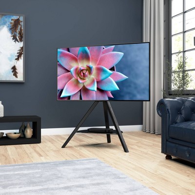 Hoxton Black Wood Tripod TV Stand with Mount and Shelf