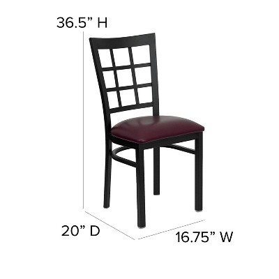 Hercules Series Black Window Back Chair with Burgundy Vinyl Seat