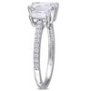 EVERLY JEWELRY | 10k White Gold 1.76 CT DEW Octagon Created White Moissanite 3-Stone Engagement Ring - 2 of 4