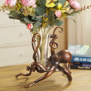 SPI Home Octopus Budvase Holder – 9" Nautical Aluminum Flower Vase Stand, Coastal Ocean-Inspired Decorative Table Accent - 1 of 3