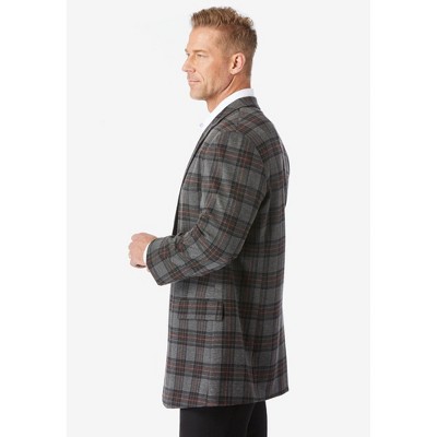 KingSize Ponte Stretch Knit Blazer - 52, Black Plaid — фото 3
